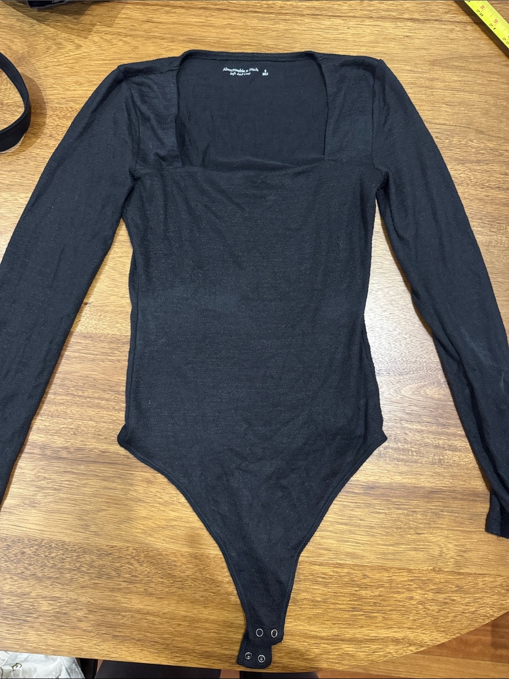 Abercrombie ultra soft Black Long-Sleeve Square Neck Bodysuit